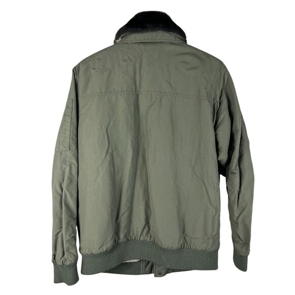 Lands End Kids Olive Green Bomber Jacket Faux Fur Collar Winter Coat XL 18-20 - Picture 2 of 7